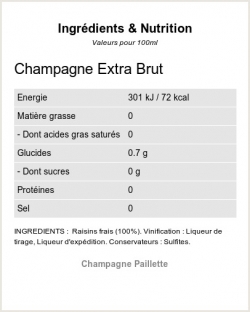 Champagne Extra-Brut - Ingrdients et Nutrition 