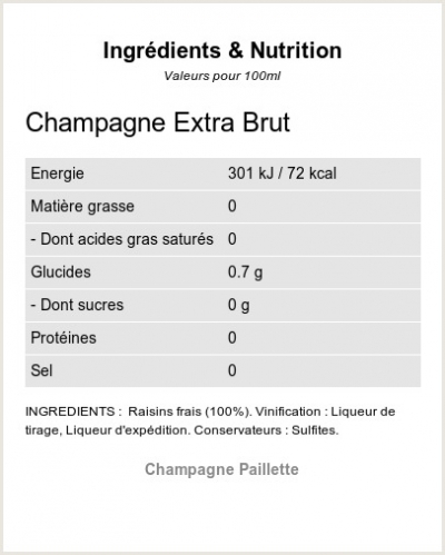 Champagne Extra-Brut - Ingrédients et Nutrition 